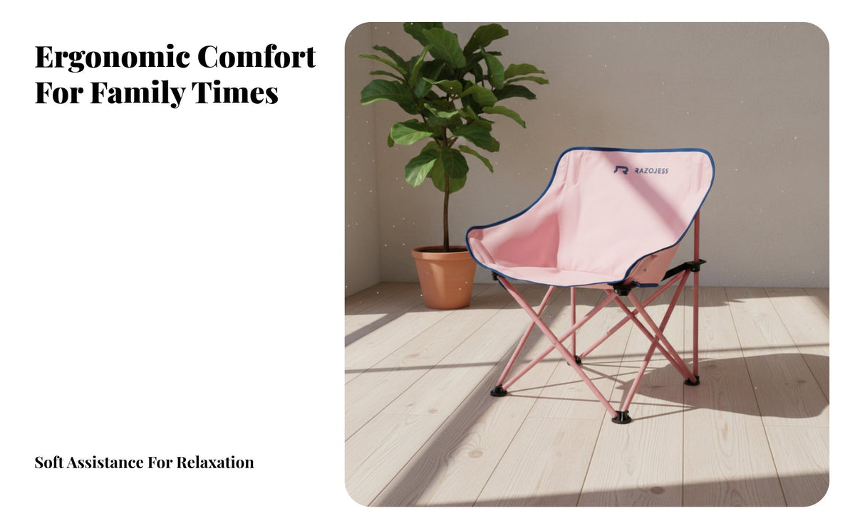 Foldable children's Moon Chair Portable Padded Folding Seat Lightweight childs' Seating Easy to storage for young children, Parents, Camping, Outdoor Use, Fishing, Backyard