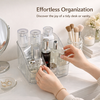 Desk Storage Desktop Organizer, Clear Acrylic Stackable Stationery Holder, for Dorm Room and Bedroom Vanity, Box