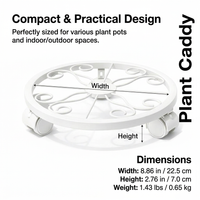 Rolling Plant Stand with Wheels, Heavy Duty Metal Plant Mover Trolley, Iron Plant Stand for Indoor Outdoor, 360 Swivel Casters, 32cm