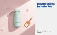 Mini Folding Sun Umbrella, UPF50+ Protection, Compact Pocket Umbrella, Lightweight Six-Fold Design, Portable for Women, Sun and Rain Use