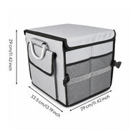 Removable Lid Foldable Trunk Storage Box Internal Divider Car Trunk Organizer Box Rigid Portable Vehicle Organizer Reflective Strip