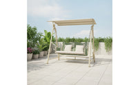 Outdoor Swing Chair with Canopy Weather-Resistant Two-Seat Garden Swing Freestanding Hanging Chair with Frame for Adults, Patio, Backyard, Balcony