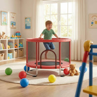 Handrail Kids Indoor Trampoline 360° Enclosure Jumping Frame for Children, Indoors