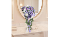 Lavender Cascading Floral Arrangement Ribbon Wrapped Handle Lavender Wedding