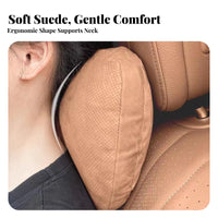 Perforated Suede Car Headrest Soft & Comfortable Car Neck Pillow Breathable Suede Headrest Cushion for Truckers, Passengers, Daily Commute, Road Trips