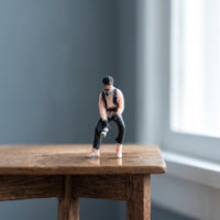 Photographer Figure Color-Printed Seated Figure Detailed Miniature for Hobbyists