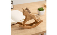 Wooden Rocking Horse Rustic Rocking Horse Figurine Handcrafted Tabletop Decor for Shelf, Entryway