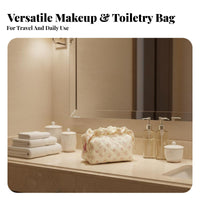 Bow Print Cosmetic Case Large Capacity Portable Skincare Organizer for Dorm Room