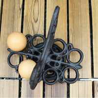 Interlocking Loops Cast Iron Chicken Egg Holder Openwork Cast Iron Egg Holder Round Base Decorative Chicken Stand Heavy Duty