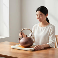 Heat-Resistant Handle Handmade Copper Tea Pot Gift Option Handmade Copper Tea Kettle for Stovetop