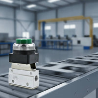 Pneumatic Valve with Push Button Compact Mechanical Pneumatic Valve Aluminum Alloy for Machinists, Machine Controls