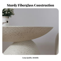 Monolithic-Piece Molded Toadstool Side Table Indoor/Outdoor Use Fiberglass End Table Minimalist Design Household Furniture Compact Size for Apartment Dwellers, Interior Designers, Living Room, Balcony, Patio, Bedroom