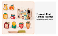Wooden Pretend Food Set Storage Box Wooden Pretend MealSet Cut-out Handles