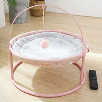 Cat Hammock Rocking Bed, Freestanding Wood Frame Lounger, Machine Washable Indoor Pet Furniture Suitable for Cats, Soft Resting Place