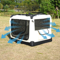 Soft-Sided Travel Crate Steel Frame Soft-Sided Pet Crate Folding Kennel Mesh Panels Pet Supplies Zippered Opening for Car Use