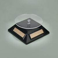 Display Stand with Solar Panels 360 Degree Solar Display Turntable Clear Top Compact for Jewelers, Jewelry Store, Retail Window