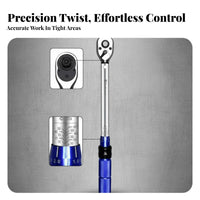 72-Tooth Ratchet Adjustable Tension Wrench Non-Slip Grip Pre-Set Tension Wrench Chrome Vanadium Steel for Mechanics, DIYers, Car Repair