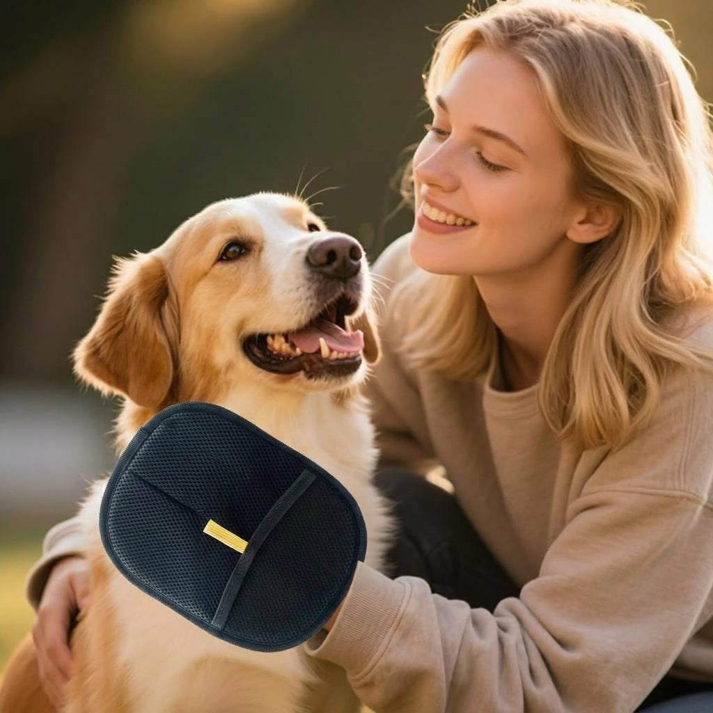 Dog Grooming and Cat Hair Brush Mitt for Gentle Cat Grooming, Washing Gloves with Elastic Strap, 18x24cm Pet Hair Brush and Massage Glove