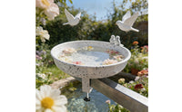 Metal Bird Feeder and Bird Bath Combo 2-in-1 Hardware Sturdy for Balcony