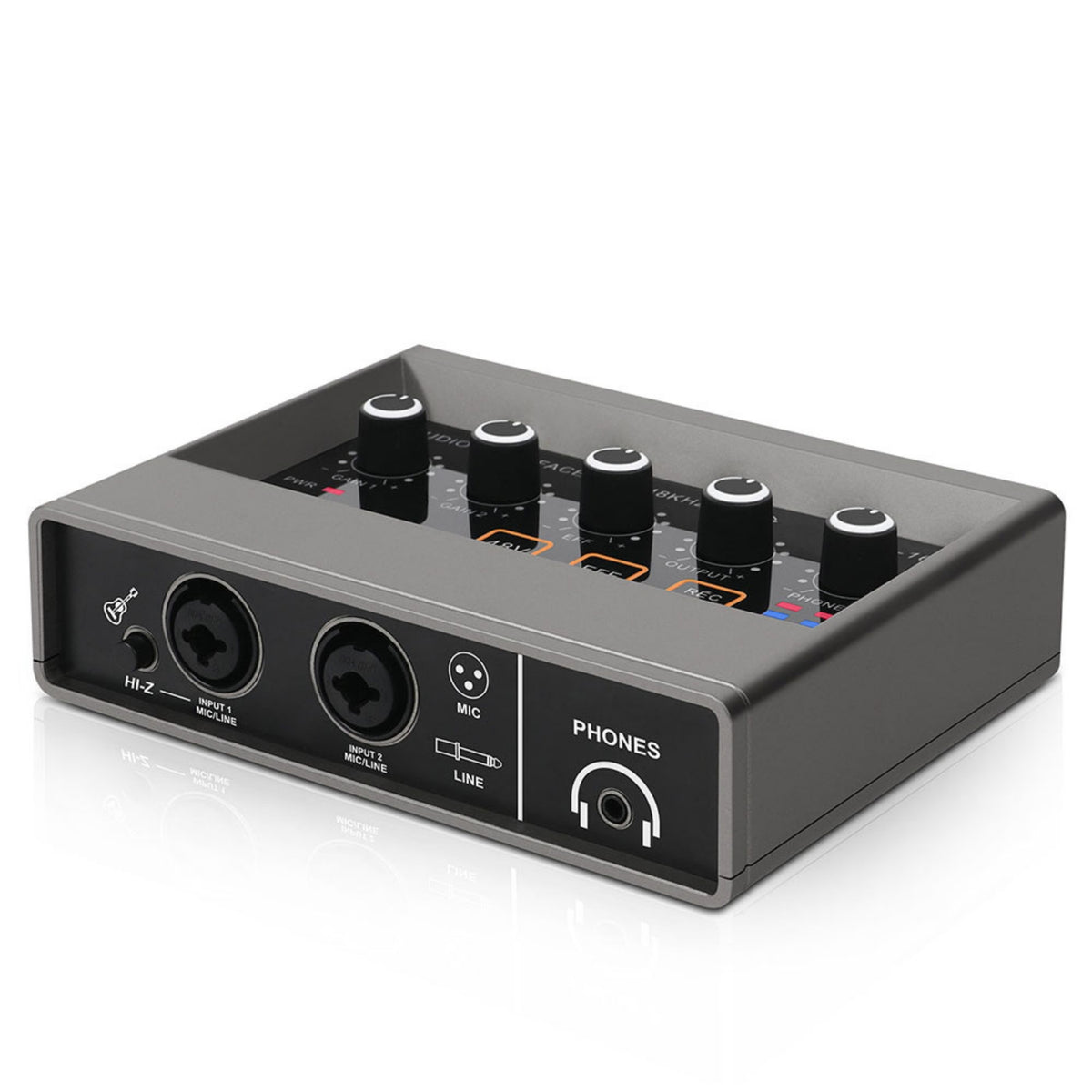 Compact USB Audio Interface Plug-and-Play Audio Interface with Phantom Power Studio Quality Mixer with Instrument Input Balanced for Podcasting