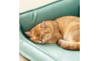 Leather-Like Dog Sofa Bed Hair Resistant Dog Couch Bed Raised Flanks Soft Pet Couch for Small Dogs