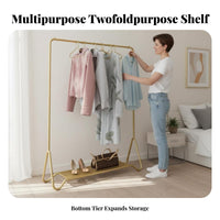Rolling Clothes Rack with Shelf Easy to Move Wheeled Clothes Rail with Shelf On Casters Minimalist Design for Homeowners