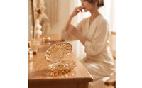 Clamshell Trinket Box Elegant Bivalve-Shaped Trinket Box Faceted for Vanity, Dresser, Bedside Table