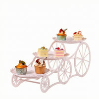 White Three-Tier Dessert Stand Scalloped Edges Dessert Display Stand Freestanding Three-Tier Serving Tray Stepped Design for Afternoon Tea