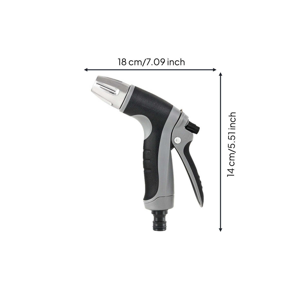Adjustable Water Spray with Metal Nozzle Ergonomic Handheld Water Nozzle Anti-Slip Sprayer Compact for Outdoor Rinsing