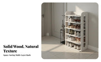 Space-Saving Multi-Tier Shoe Shelf Small Footprint Narrow Wooden Shoe Rack Sturdy Construction Airflow Design for Apartment Dwellers, Homeowners, Entryway, Hallway, Dorm Room, Bedroom