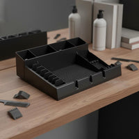 Large Capacity Salon Tool Holder Space Saving Barber Tool Organizer Tray Easy to Use Hair Clipper Storage Station Non-Slip Mat for Barbers, Pet Groomers, Barbershop