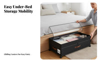 Wheeled Design Rolling Storage Container Space-Saving Rolling Storage Bin Lowheight Organizer Box Multi-Purpose for Students, Apartment Dwellers, Homeowners, under-bed, Bedroom, Dorm Room, Closet