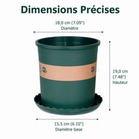 Large Size Outdoor Planter, Sturdy Synthetic Material Flower Pot, Dark Green for Balcony, No Saucer