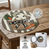 4pcs 14'' Round Easter Placemat Bunny Eggs Easter Table Placemat Seasonal Spring Kitchen Table Decoration Indoor Holiday Party Decor