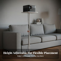 Freestanding Adjustable Display Device Floor Stand Stable Base Telescopic Display Device Floor Stand Space Saving Design Home Theater Accessory All-Metal Construction for Renters, Apartment Dwellers, Small Areas