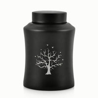 Urn with Tree of Life Pattern Long-Lasting Memorial Urn Vessel Cylindrical Decorative for Remembrance Altar, Home