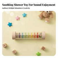 Auditory Play Cylinder Educational Wooden Rainmaker Shaker Colorful Design Wooden Rain for Young Children, Infants, Music Class, Preschool