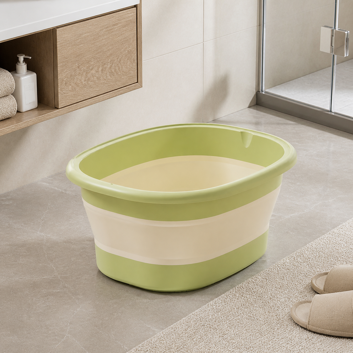 Portable Foot Spa, Square Foot Bath Soaking Tub with Handles, for Tired Aching Feet, Home Pedicure, 8 cm Folded