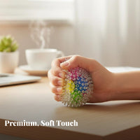 TPR Pressure Relief Sphere Textured Stimulation Rainbow Fruit Sphere Colorful Press Toy Long-Lasting Bouncy for Adults
