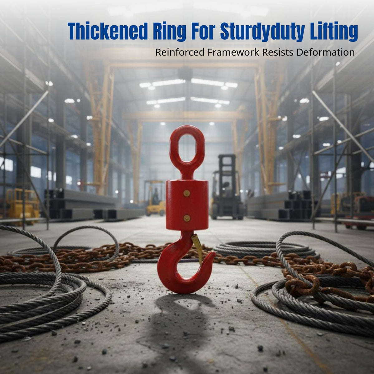 360-Degree Rotation Rotating Crane Hook with Safety Latch Heavy-Duty Swivel Eye Sling Hook High Load Capacity Lifting Equipment Self-Locking for Construction Workers, Factory Personnel, Warehouse Personnel, Oilfields, Factories, Warehouses, Shipping Docks