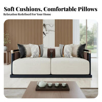 Light Luxury Modern Chinese aesthetic Couch Wooden details Living Room Set Sturdy and long-lasting Lounge Seating Comfortable Cushioning for Interior Designers, Business Owners, Apartment Dwellers, private lounge, Lobby, Reception Area
