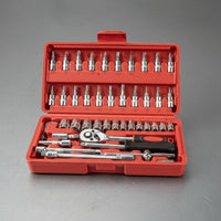 46 Pieces 46 Piece Ratchet and Socket Set Non-Slip Grip for DIY Enthusiasts