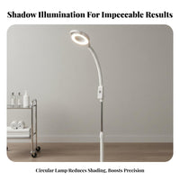 High Magnification LED Magnifying Floor Lamp Stepless Dimmable Magnifying Floor Lamp Hands-Unrestricted Design LED Work Light with Magnifier Eye Protection for Nail Technicians Artists, Medical Office, Home Office, Craft Room, Workshop