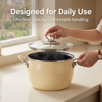 Double Handle Soup Pot 6 Liter Soup Pot Household Soup Pot for Home Cook Large Soup Pot with Glass Lid Induction Compatible Dutch Oven