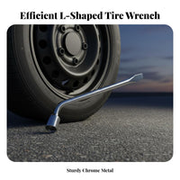 Labor-Saving L-Shaped Tire Wrench Wear-Resistant L-Shaped Lug Wrench High Rotational Force for Mechanics, Roadside Emergency, Auto Shop