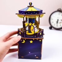 Gift Carousel Melody Box Easy Assembly 3d Wooden Melody Box Festive Decor