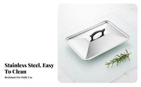 Visible Glass Window Rectangular Pan Lid Easy to Clean Stainless Steel Tray Cover Rust-Resistant for Caterers, Buffets, Cafeterias, Banquets