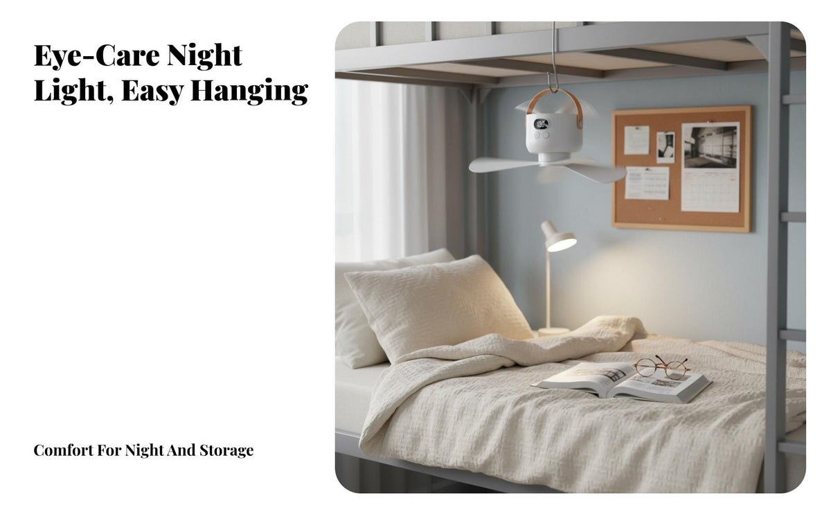 Installation-No-Installation Bunk Bed Fan Quiet Operation Net Fan Lightweight Cooling Appliance 4 Speed Settings for Students, Dorm Room, Camping