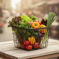 Rectangular Wire Bike Basket Reinforced Metal Bike Basket Long-Lasting Easy to Clean for Grocery Runs