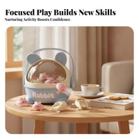 60 Pieces Storage Box Rabbit-Shaped Toy Figure Curved Handle Press-and-Rebound Rabbit Gift-Ready Kids Playthings